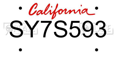 SY7S593 California License Plate