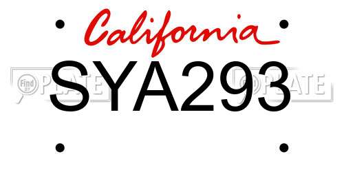 SYA293 California License Plate