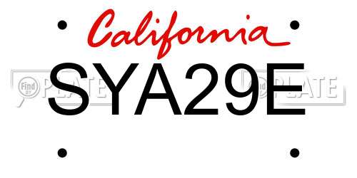 SYA29E California License Plate