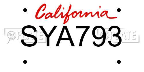 SYA793 California License Plate