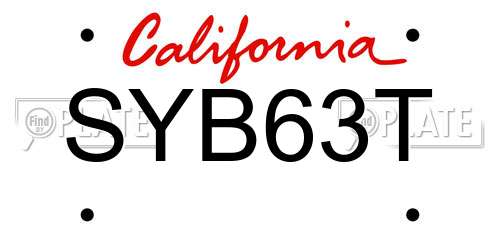 SYB63T California License Plate