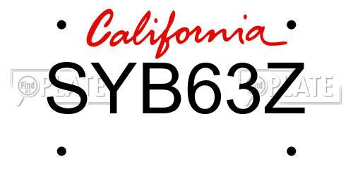 SYB63Z California License Plate