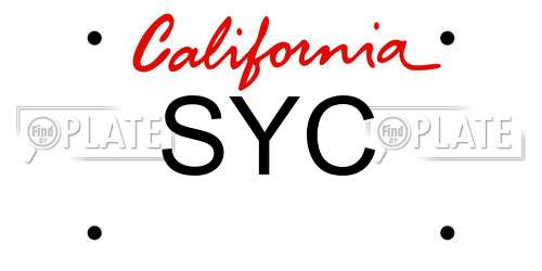 SYC California License Plate