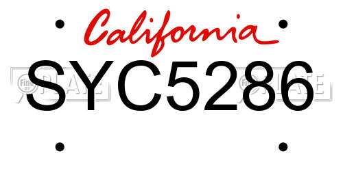 SYC5286 California License Plate