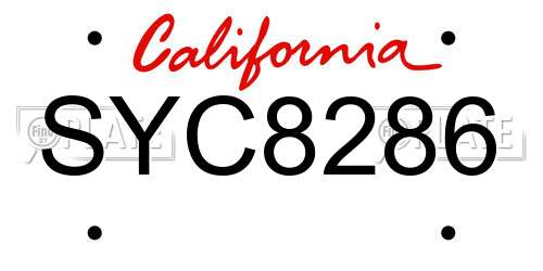 SYC8286 California License Plate