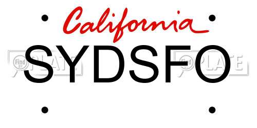 SYDSFO California License Plate
