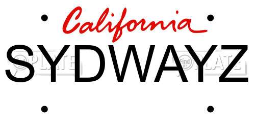 SYDWAYZ California License Plate