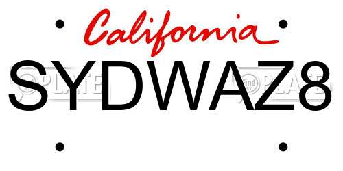 SYDWAZ8 California License Plate
