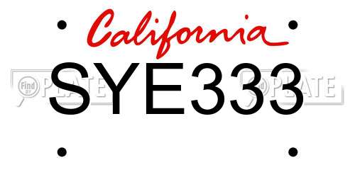 SYE333 California License Plate