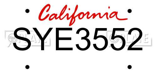 SYE3552 California License Plate