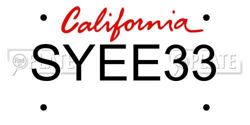 SYEE33 California License Plate