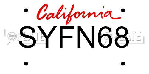 SYFN68 California License Plate