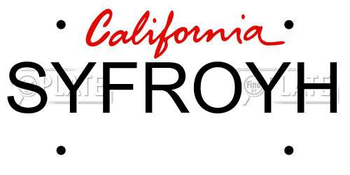 SYFROYH California License Plate