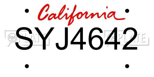 SYJ4642 California License Plate