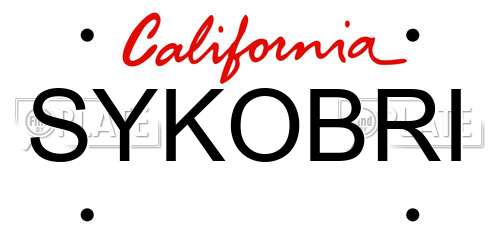 SYKOBRI California License Plate