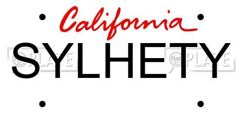 SYLHETY California License Plate