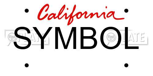 SYMBOL California License Plate