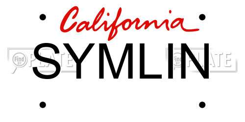 SYMLIN California License Plate