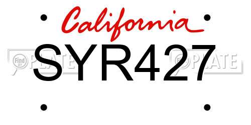 SYR427 California License Plate