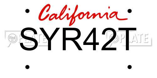 SYR42T California License Plate