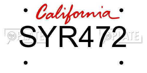 SYR472 California License Plate