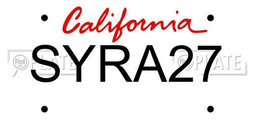 SYRA27 California License Plate