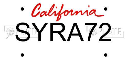 SYRA72 California License Plate