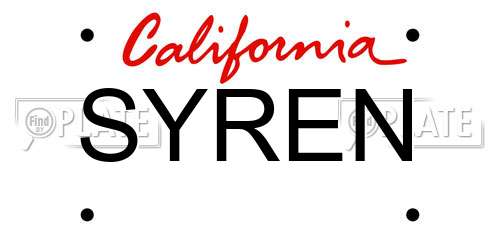 SYREN California License Plate