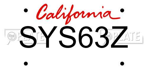 SYS63Z California License Plate