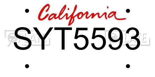 SYT5593 California License Plate