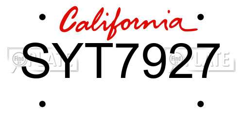 SYT7927 California License Plate