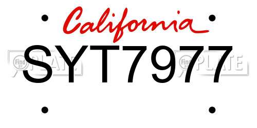 SYT7977 California License Plate