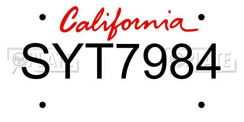 SYT7984 California License Plate