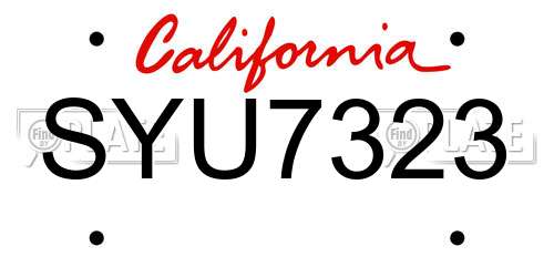 SYU7323 California License Plate