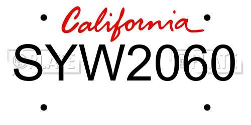 SYW2060 California License Plate