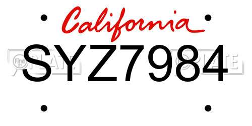 SYZ7984 California License Plate