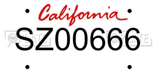 SZ00666 California License Plate