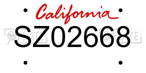 SZ02668 California License Plate