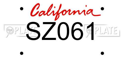 SZ061 California License Plate