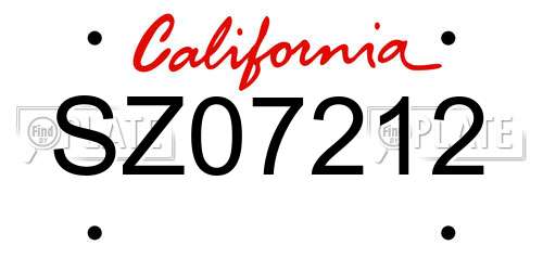 SZ07212 California License Plate