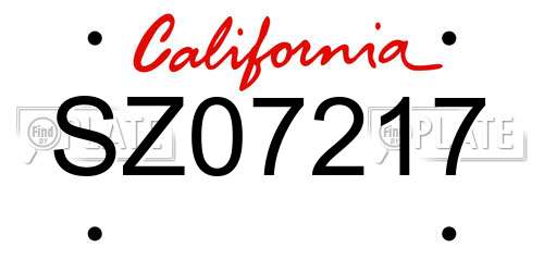 SZ07217 California License Plate