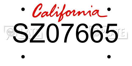 SZ07665 California License Plate