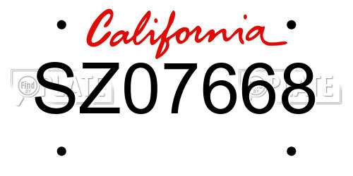 SZ07668 California License Plate