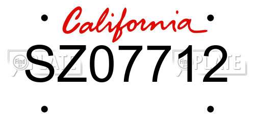 SZ07712 California License Plate