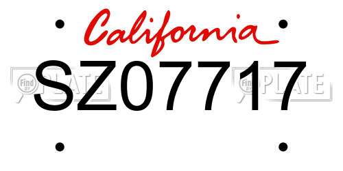 SZ07717 California License Plate