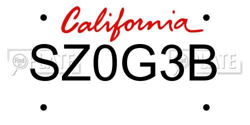 SZ0G3B California License Plate