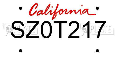 SZ0T217 California License Plate