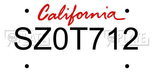 SZ0T712 California License Plate