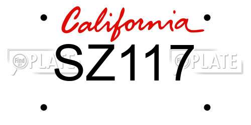 SZ117 California License Plate