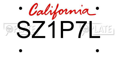 SZ1P7L California License Plate